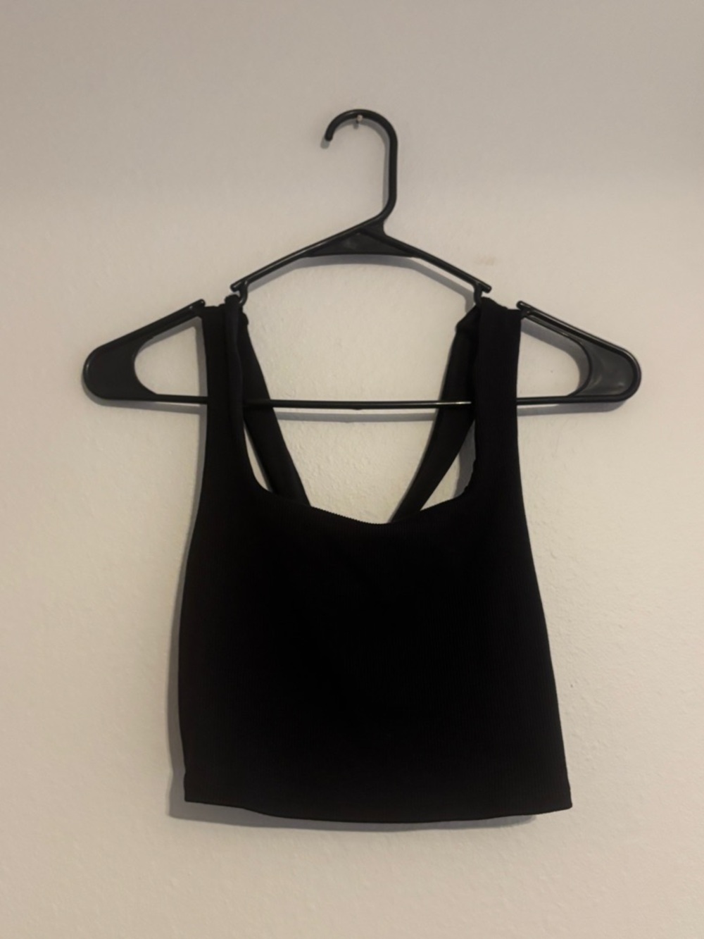ALO Yoga Black Ribbed Scoop Crop Tank/Bra